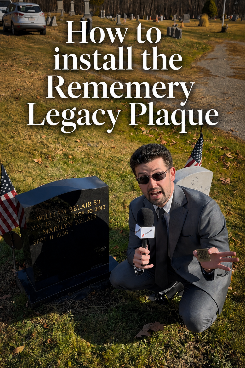 Rememery's founder at his grandfather's grave